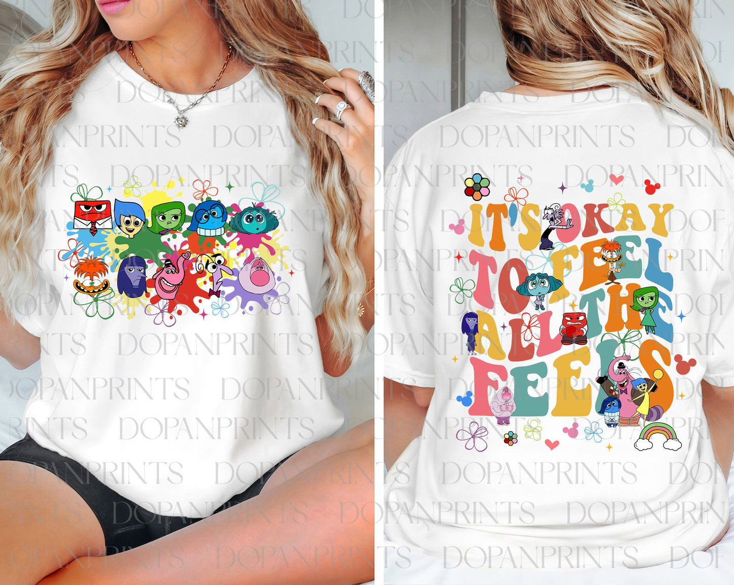 Bundle It's Okay To Feel All The Feels Shirt, Mental Health Shirt, Cartoon Emotions Shirt