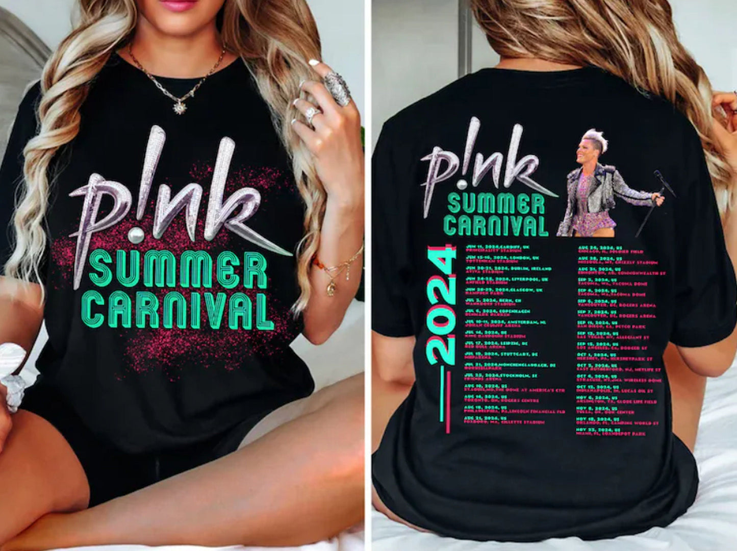P!nk Pink Singer Summer Carnival 2024 Festival Men Women Unisex Tour T shirt