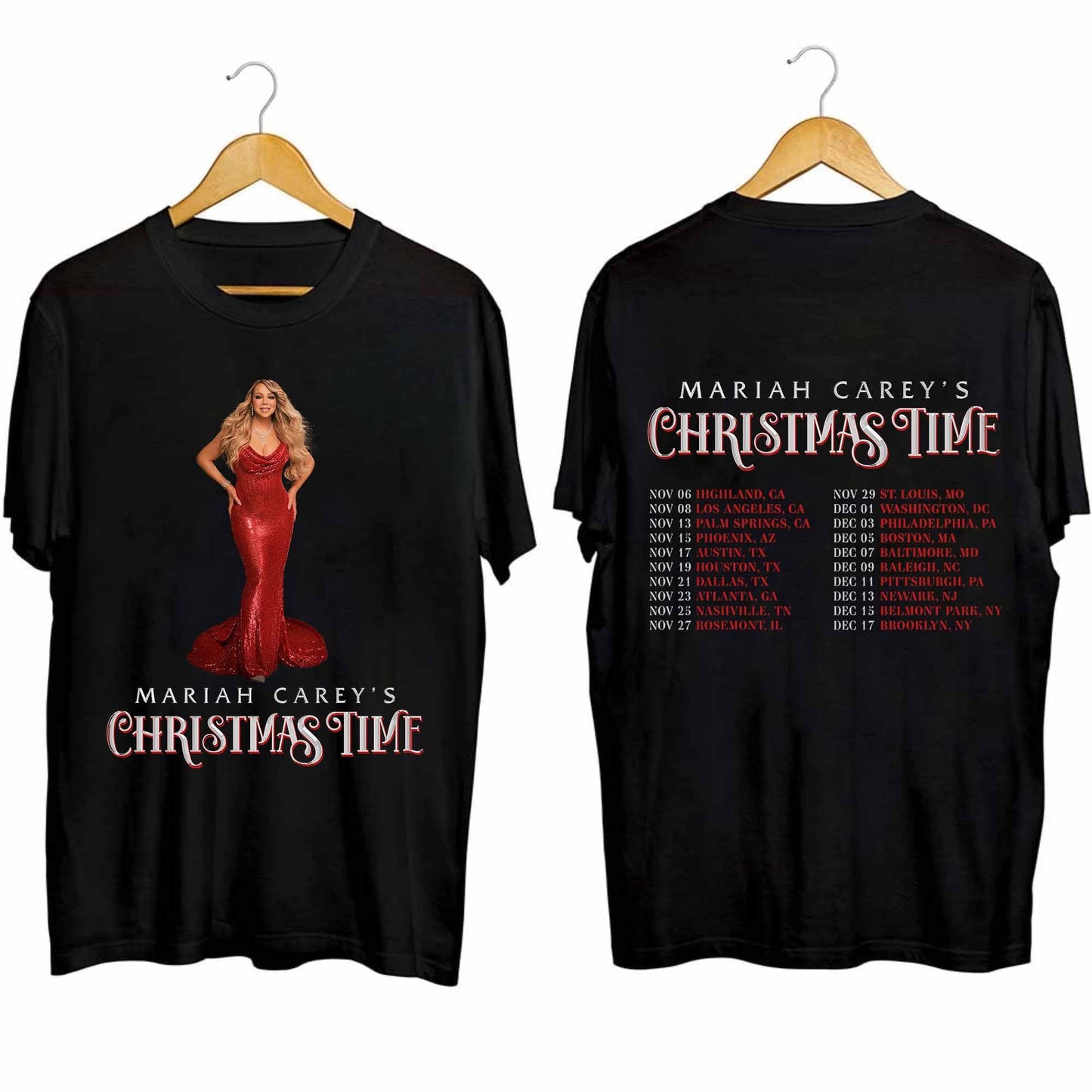 Mariah Carey Christmas Tour 2024 Double Sided T-shirts, Mariah Carey Fan Shirt