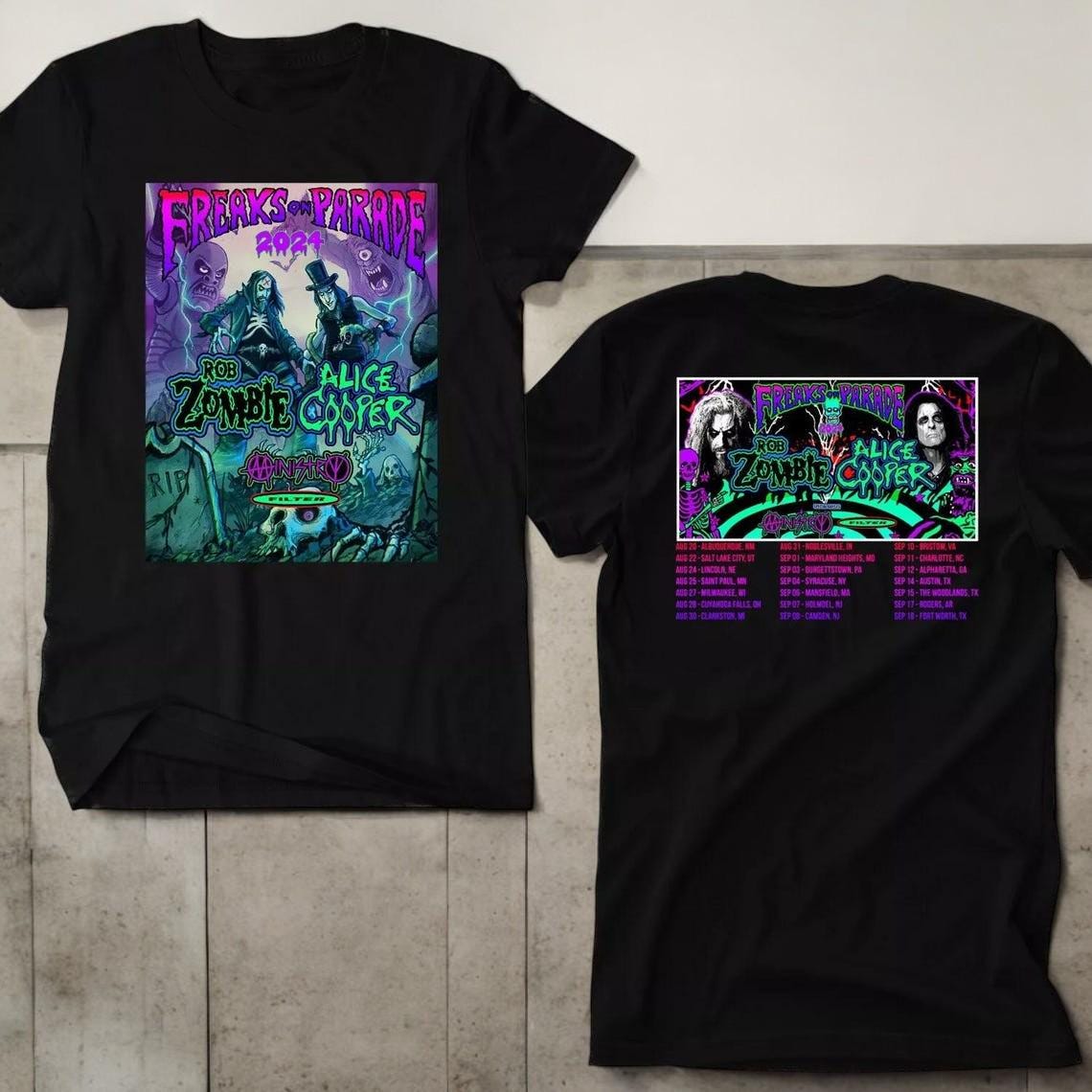 Rob Zombie and Alice Coopers Freaks On Parade Tour Concert 2024 Shirt