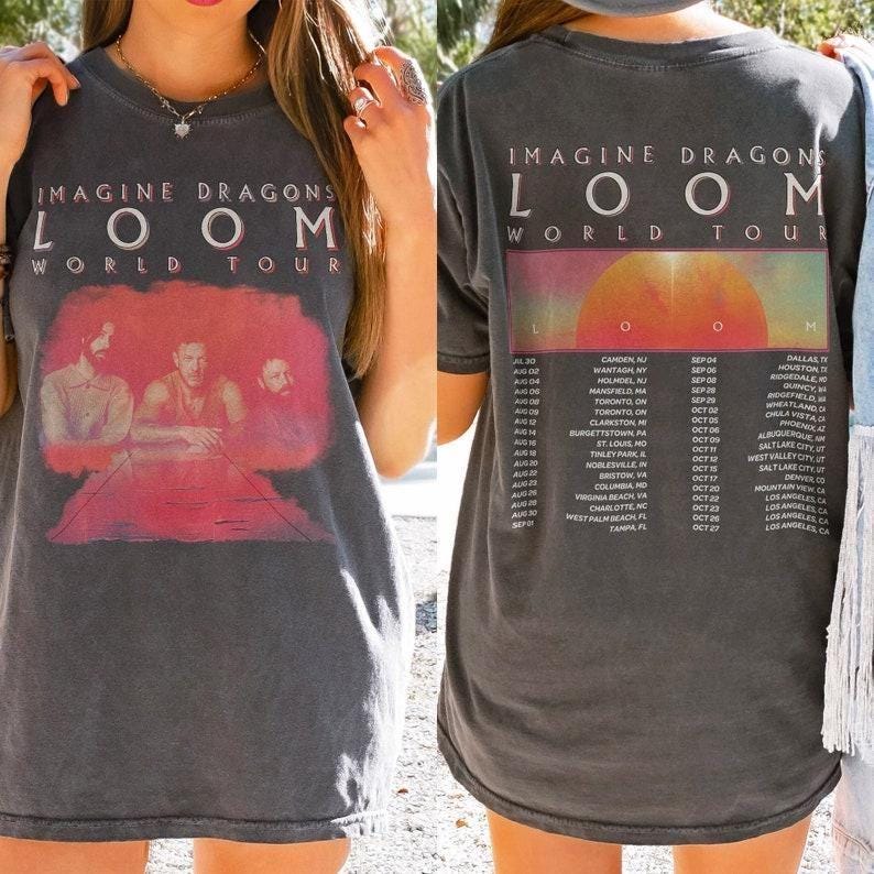 Imagine Dragons Tour Shirt, Music 2 Sides Shirt Imagine Dragons Loom World Tour 2024