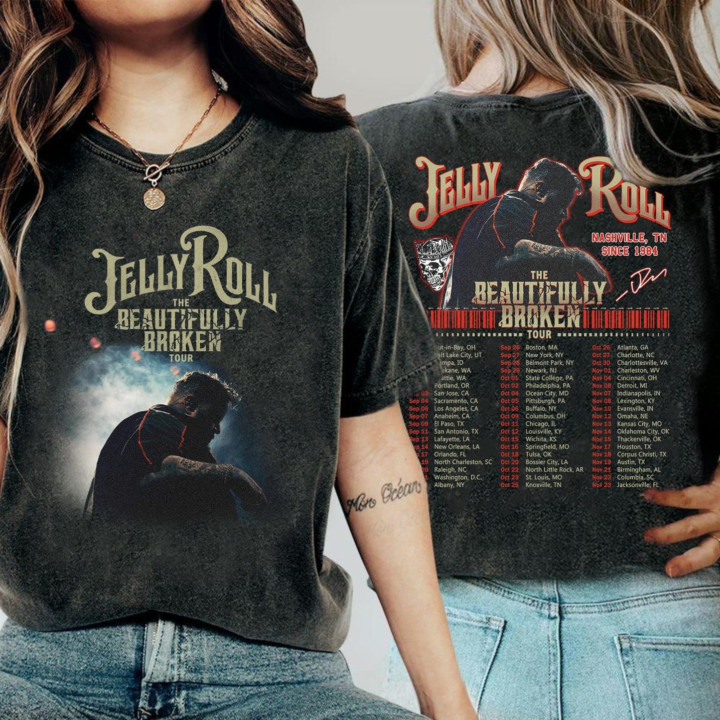 Jelly Roll 2 Sides Music Concert Roll Shirt, The Beautiful Broken Tour 2024