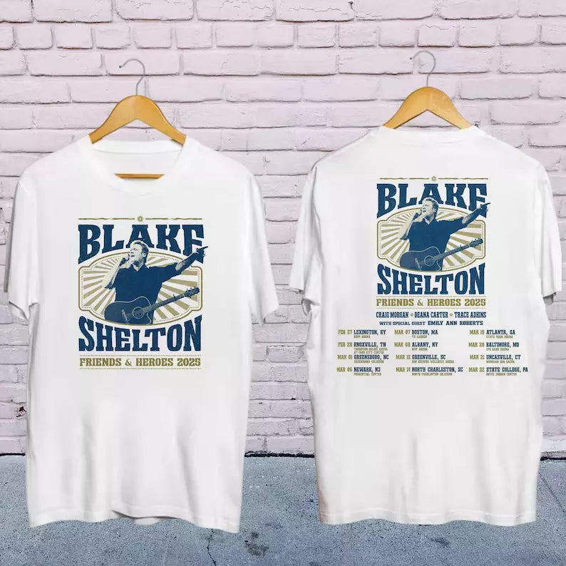 Blake Shelton Friends and Heroes Tour 2025 Shirt, Blake Shelton 2025 Concert Shirts