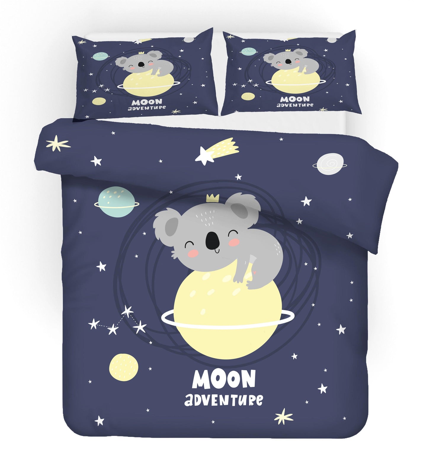 3D Cartoon Animal Koala Space Planet Quilt Cover Set Bedding Set Duvet Cover Pillowcases 3
