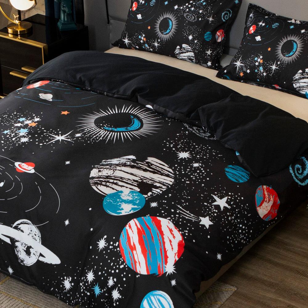 3D Black Space Planet Galaxy Quilt Cover Set Bedding Set Duvet Cover Pillowcases 50