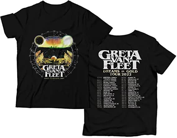 Greta Van Fleet Dreams In Gold Tour 2022 Double Sided T-shirt