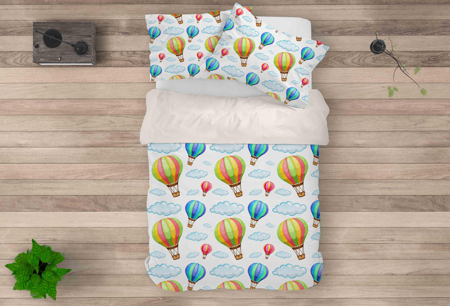 3D Cartoon Hot Air Balloon Pattern Quilt Cover Set Bedding Set Duvet Cover Pillowcases LXL