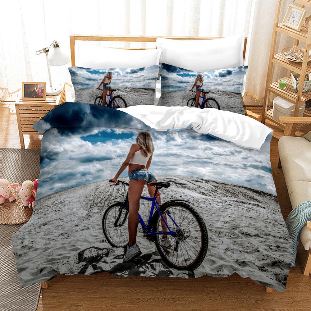 3D Bikini Girl Bicycle Quilt Cover Set Bedding Set Duvet Cover Pillowcases A034 LQH