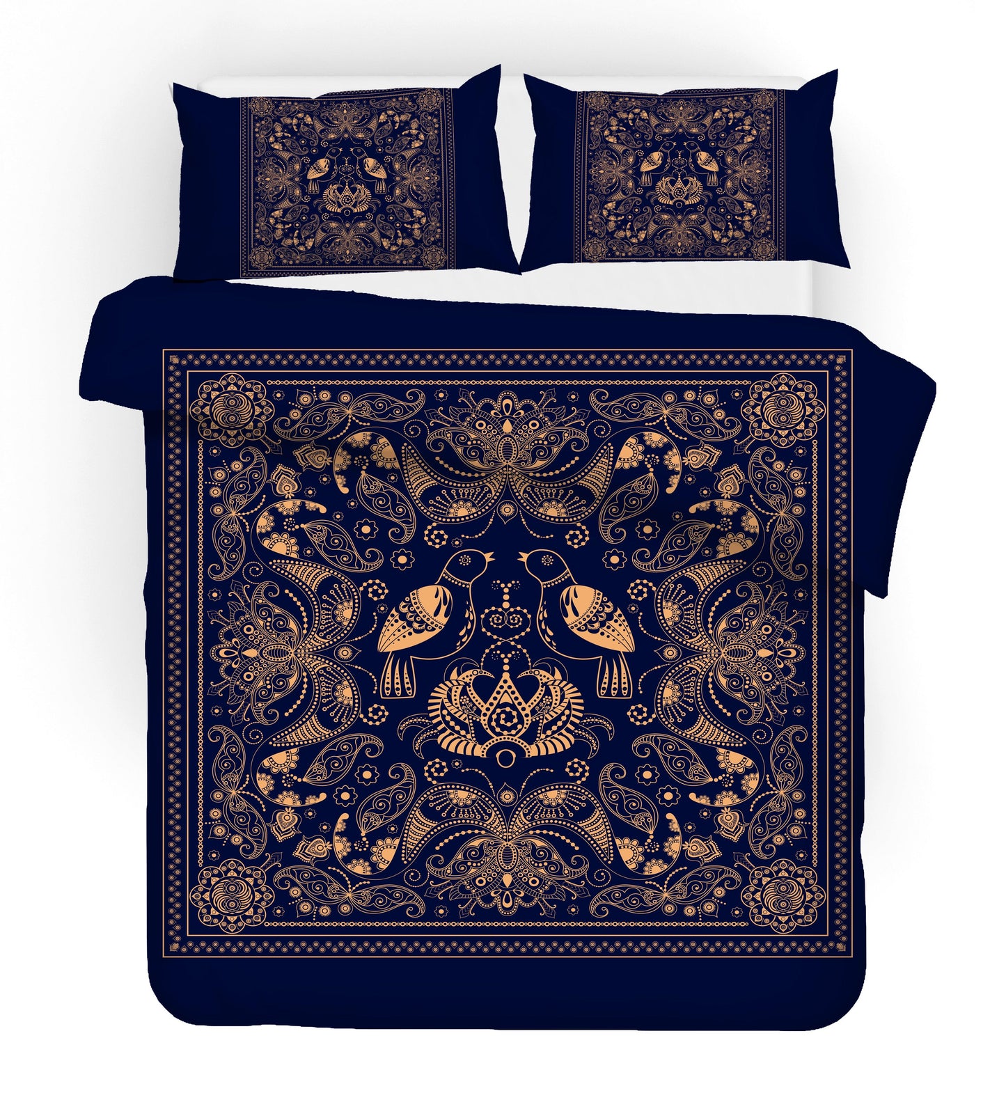 3D Black Golden Birds Floral Quilt Cover Set Bedding Set Duvet Cover Pillowcases SF08