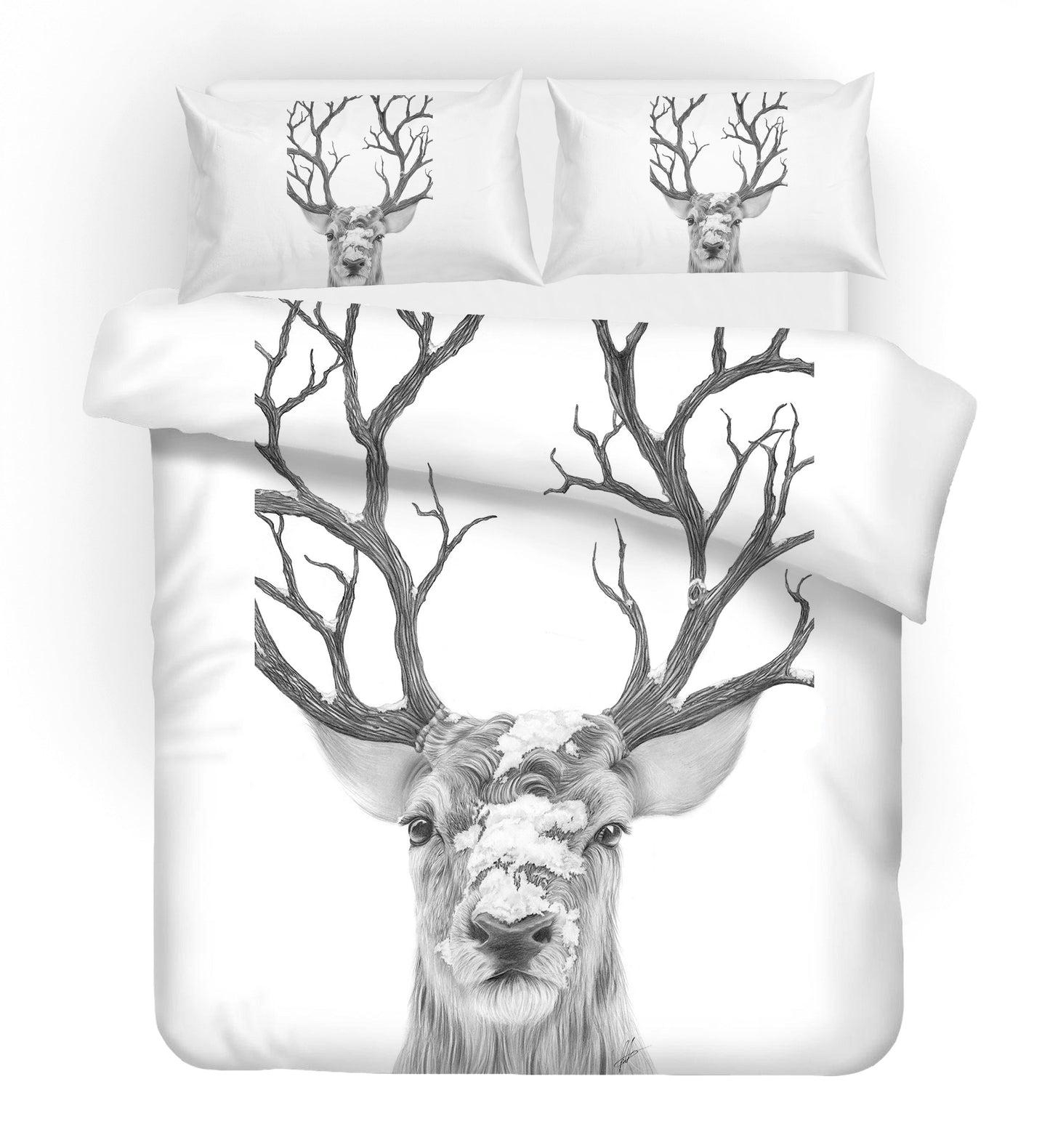 3D Animal Elk White Quilt Cover Set Bedding Set Duvet Cover Pillowcases 91