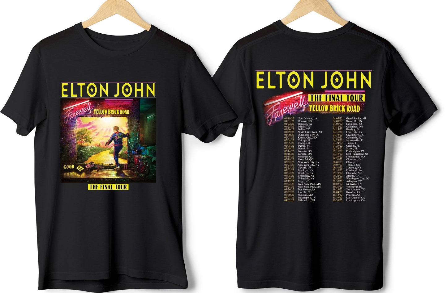 NEW ELTON JOHN Farewell The Final Tour 2022 Yellow Brick Road Us Ca Shirt