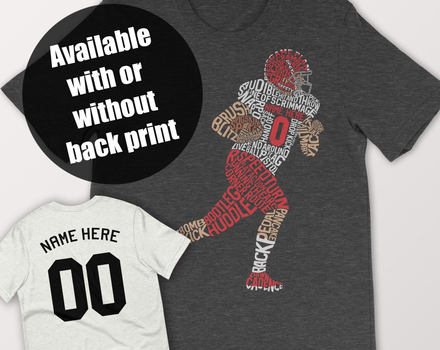 Custom Football Player T-Shirt, Add Any Name & Number