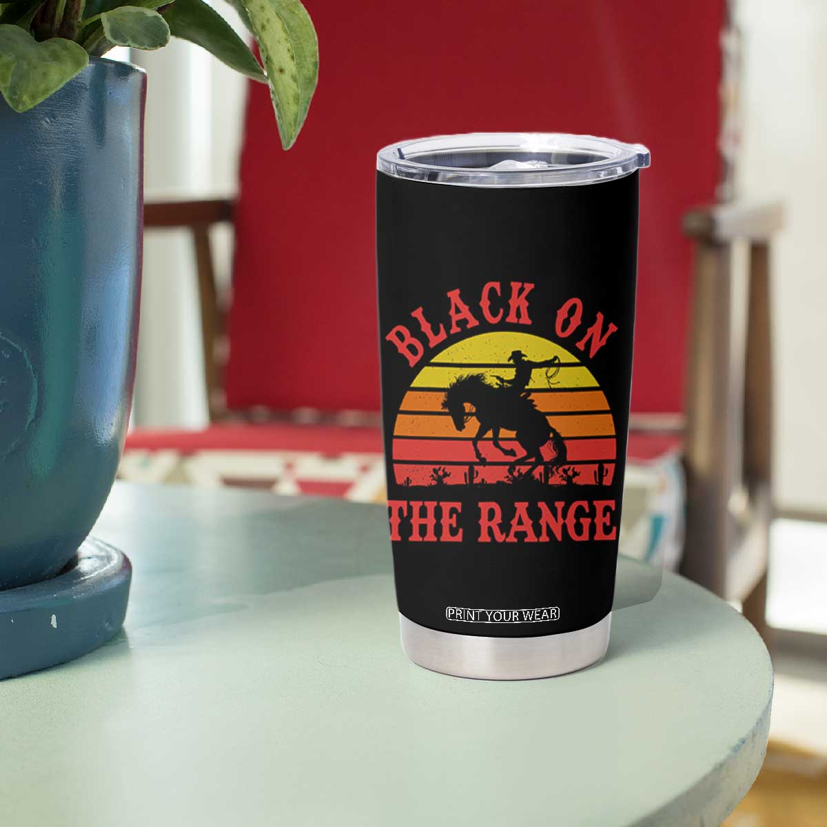 African American Black Cowboy Tumbler Cup Black On The Range Rodeo TS11