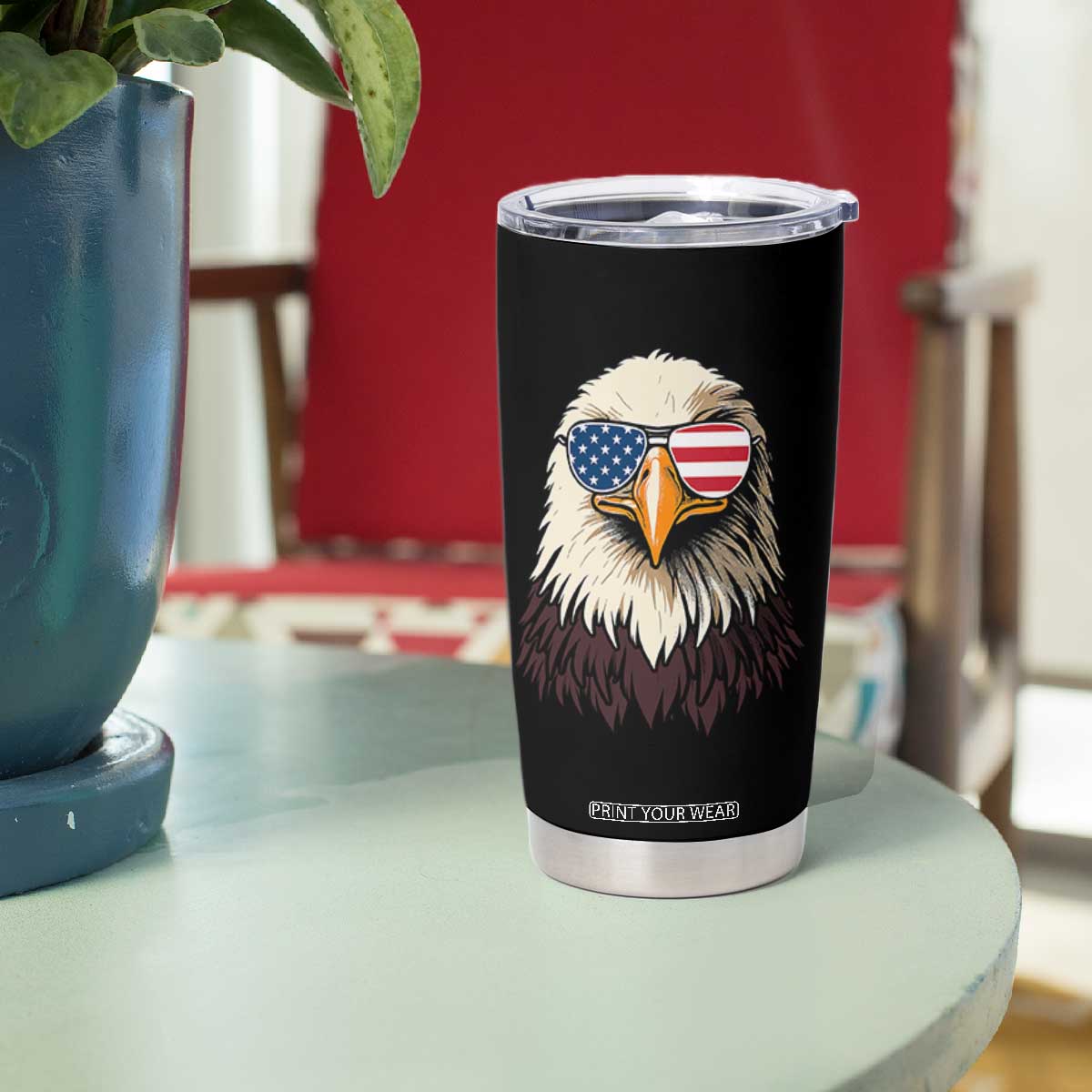 American Flag Patriotic Eagle Tumbler Cup 4th of July TS10