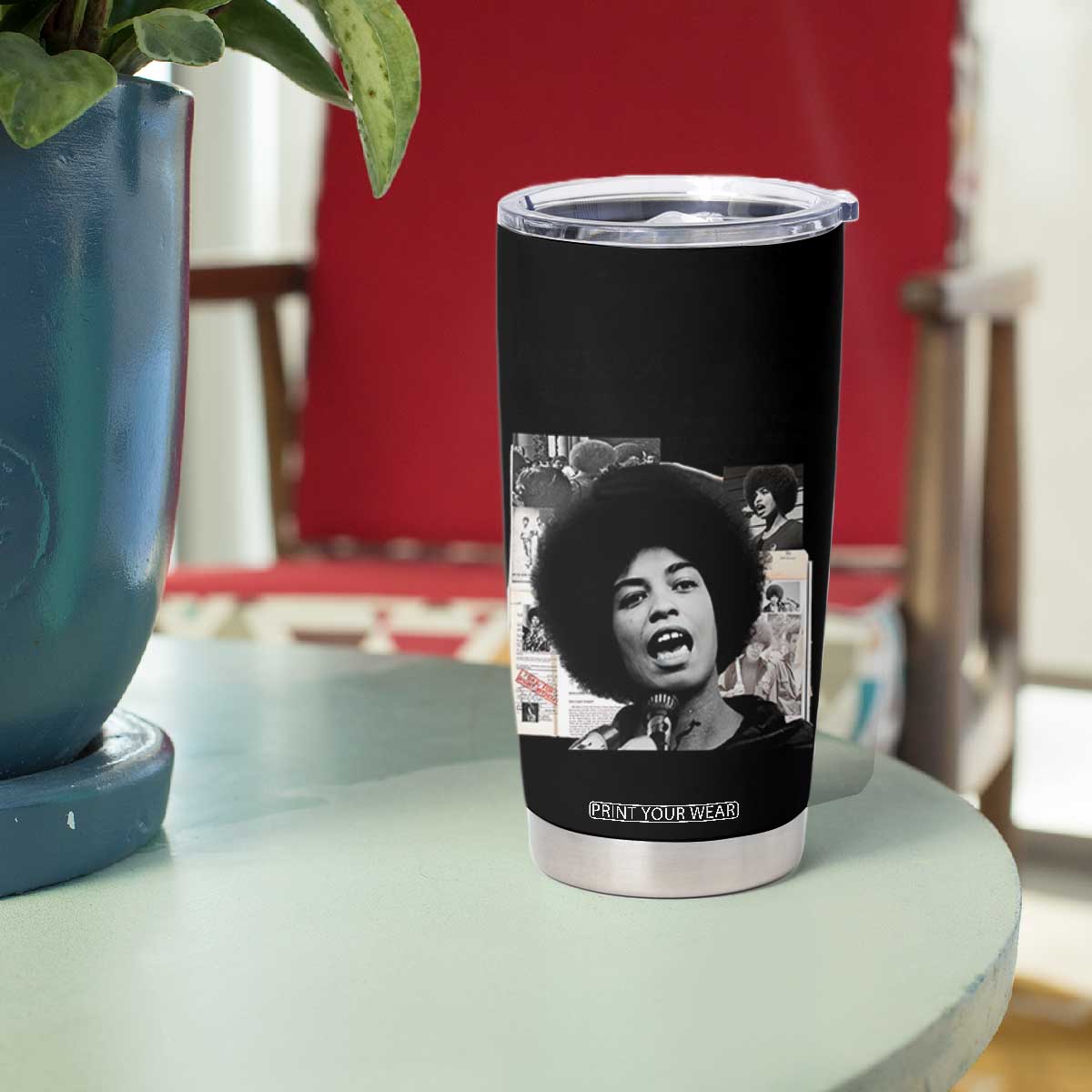 Angela Davis Tumbler Cup Raise Your Voice Revolutionary Power Liberation TS02