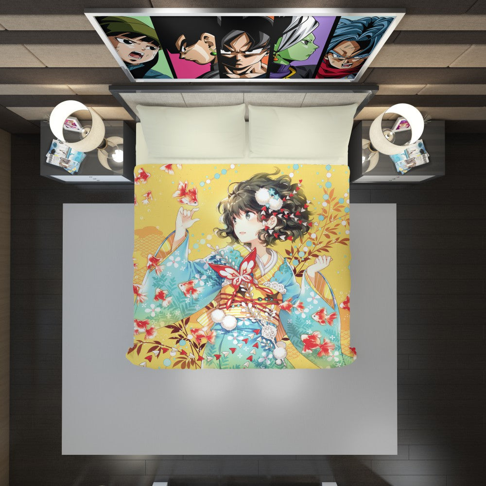 Anime Girl Fishes Japanese Duvet Cover
