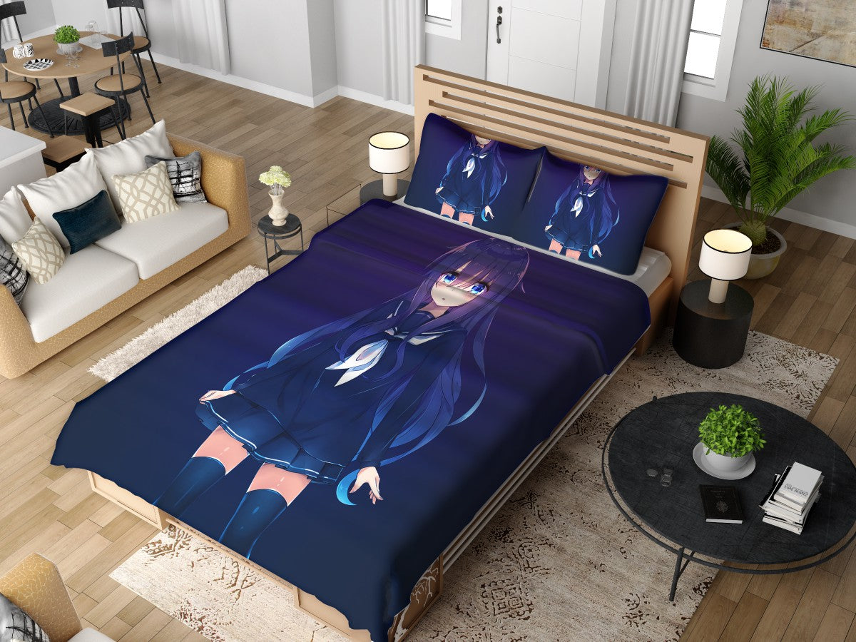 Anime Girl School Uniform Bedding Set
