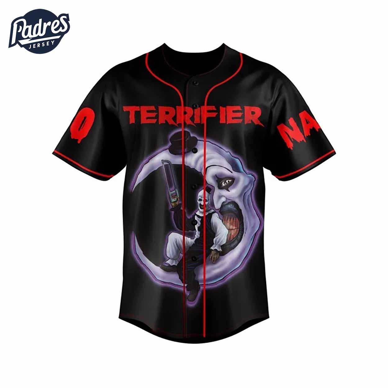 Art The Clown Terrifier 3 Custom Baseball Jersey - Padres Jersey Oasis: Elevate Your Baseball Style Game
