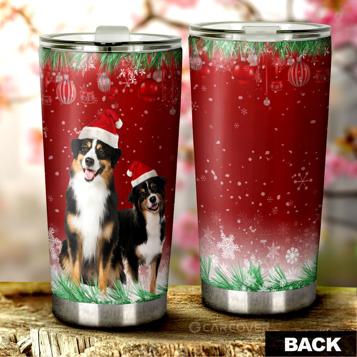 Australian Shepherds Christmas Tumbler Cup Custom Car Accessories For Dog Lovers