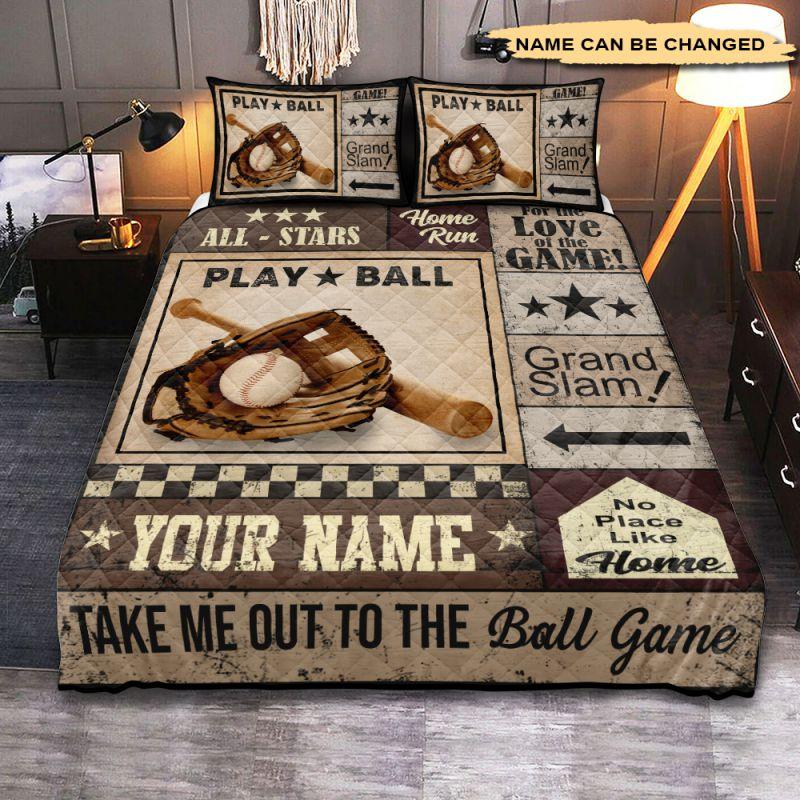Baseball Personalized Quilt Bedding Set