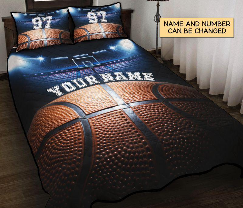 Basketball Personalized Quilt Bedding Set – Custom Name And Number