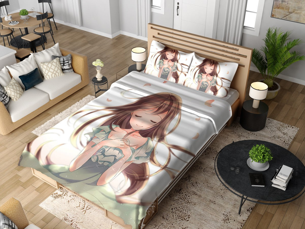Beautiful Japanese Anime Girl Queen King Bedding Set