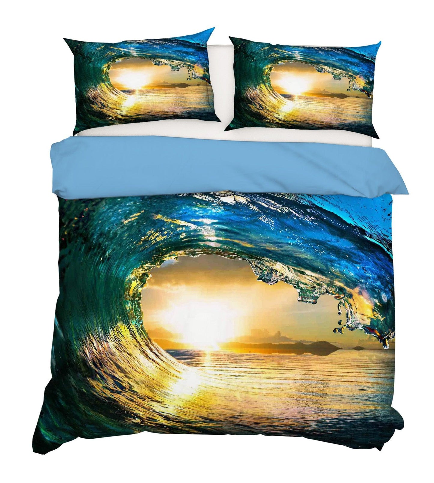 3D Blue Sea Wave Sunlight Quilt Cover Set Bedding Set Pillowcases 94