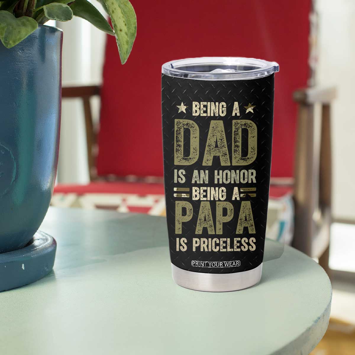 Best Papa Ever Tumbler Cup Being A Dad Is An Honor Vintage Camo Flag Father's Day TB11