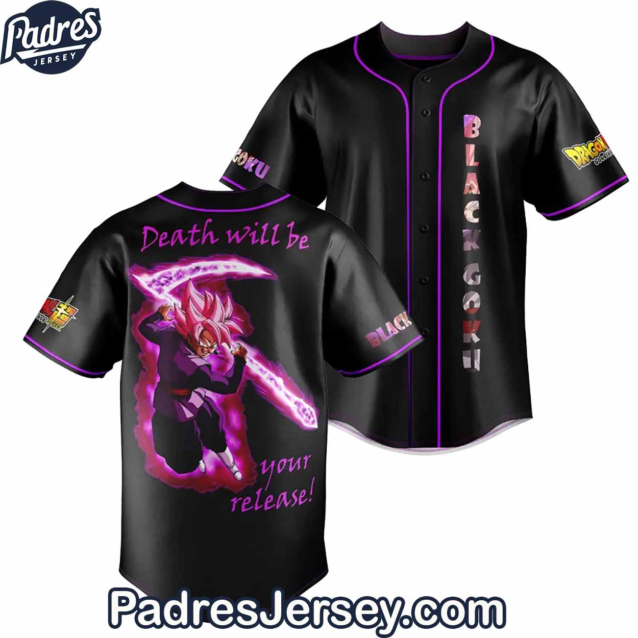 Black Rose Goku Death Will Be Baseball Jersey Outfit - Padres Jersey Oasis: Elevate Your Baseball Style Game
