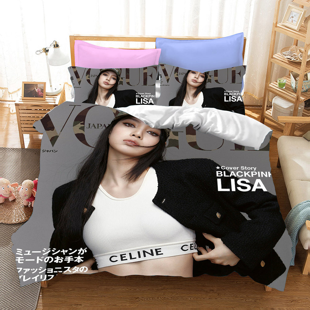 Blackpink Lisa Cover Story Grey Bedding Set