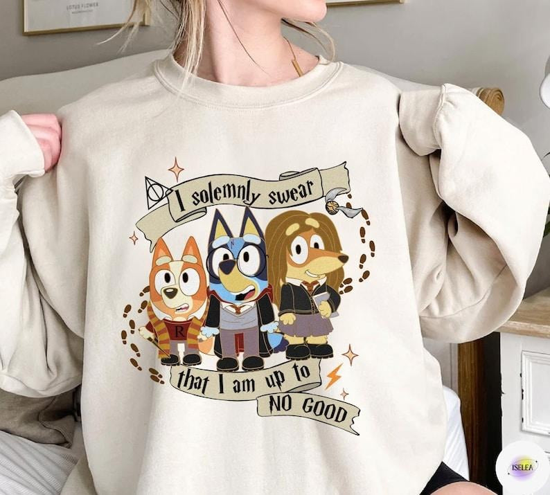Bluey Wizard Sweatshirt, Bluey Bingo I Solemnly Swear That I Am Up to No Good Tshirt, Friendship Gift Idea