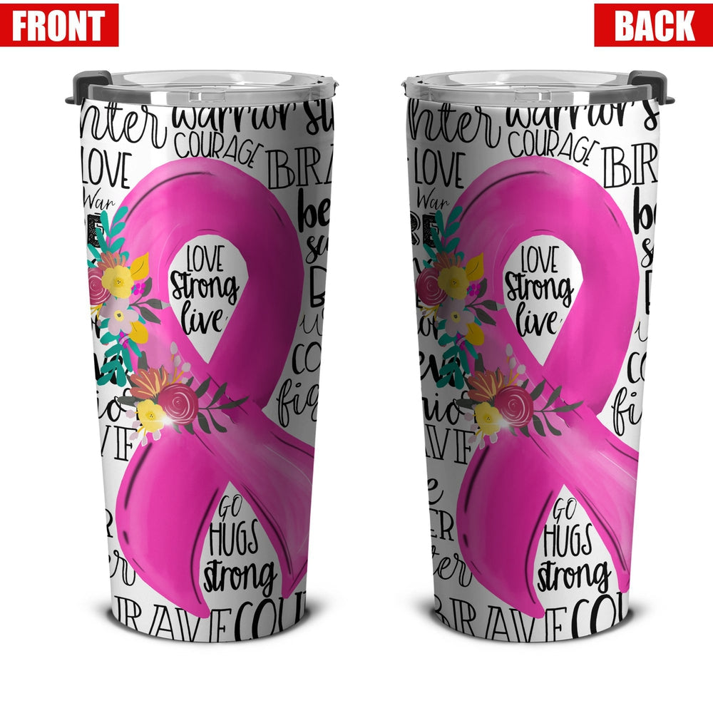 Breast Cancer Awareness Tumbler Cup Custom Pink Ribbon Car Accessories