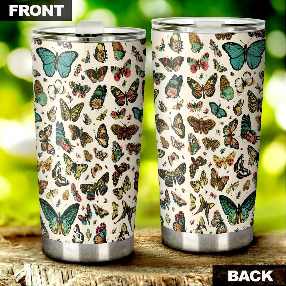 Butterfly Pattern Tumbler Stainless Steel