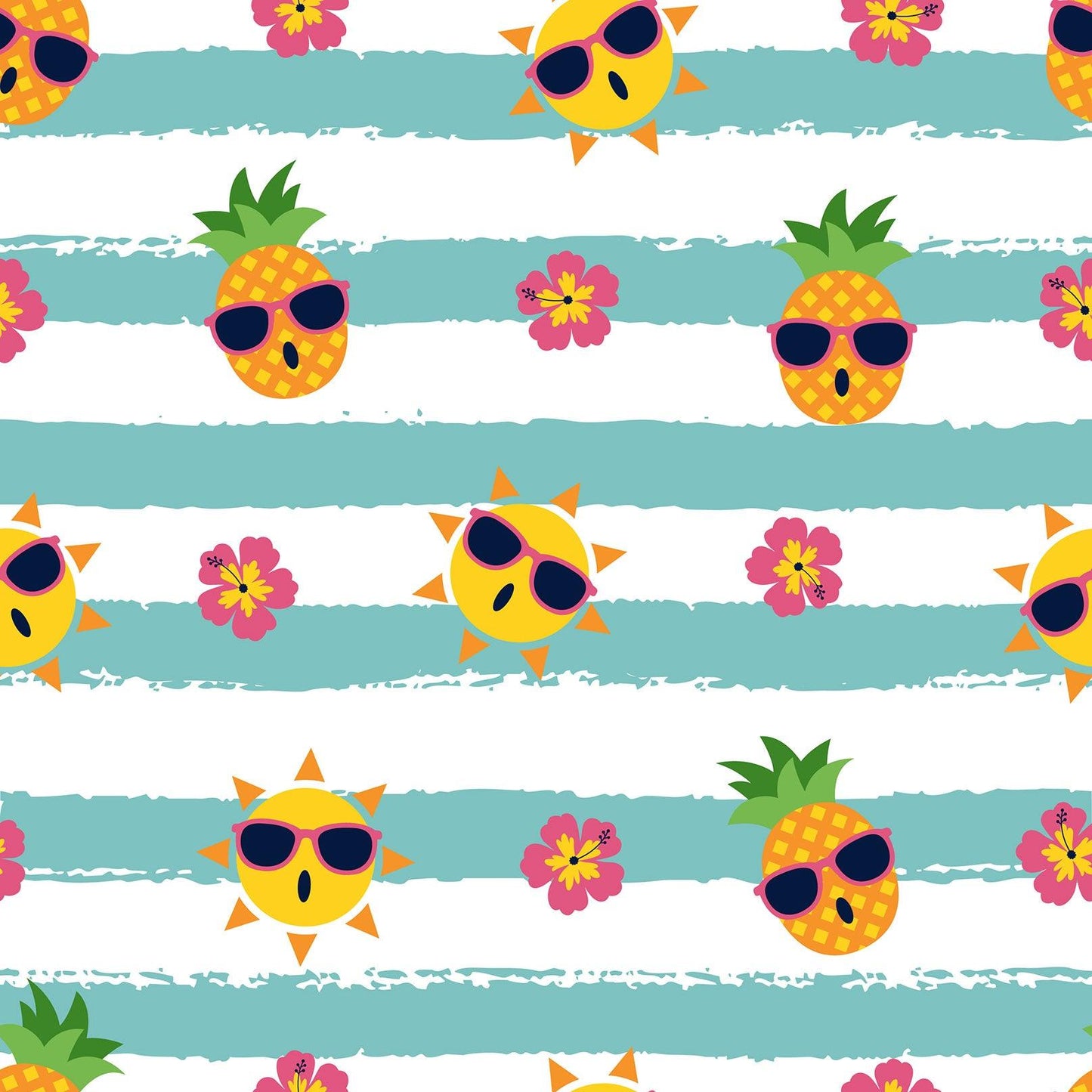 3D Blue Stripes Pineapple Sun Quilt Cover Set Bedding Set Pillowcases 02