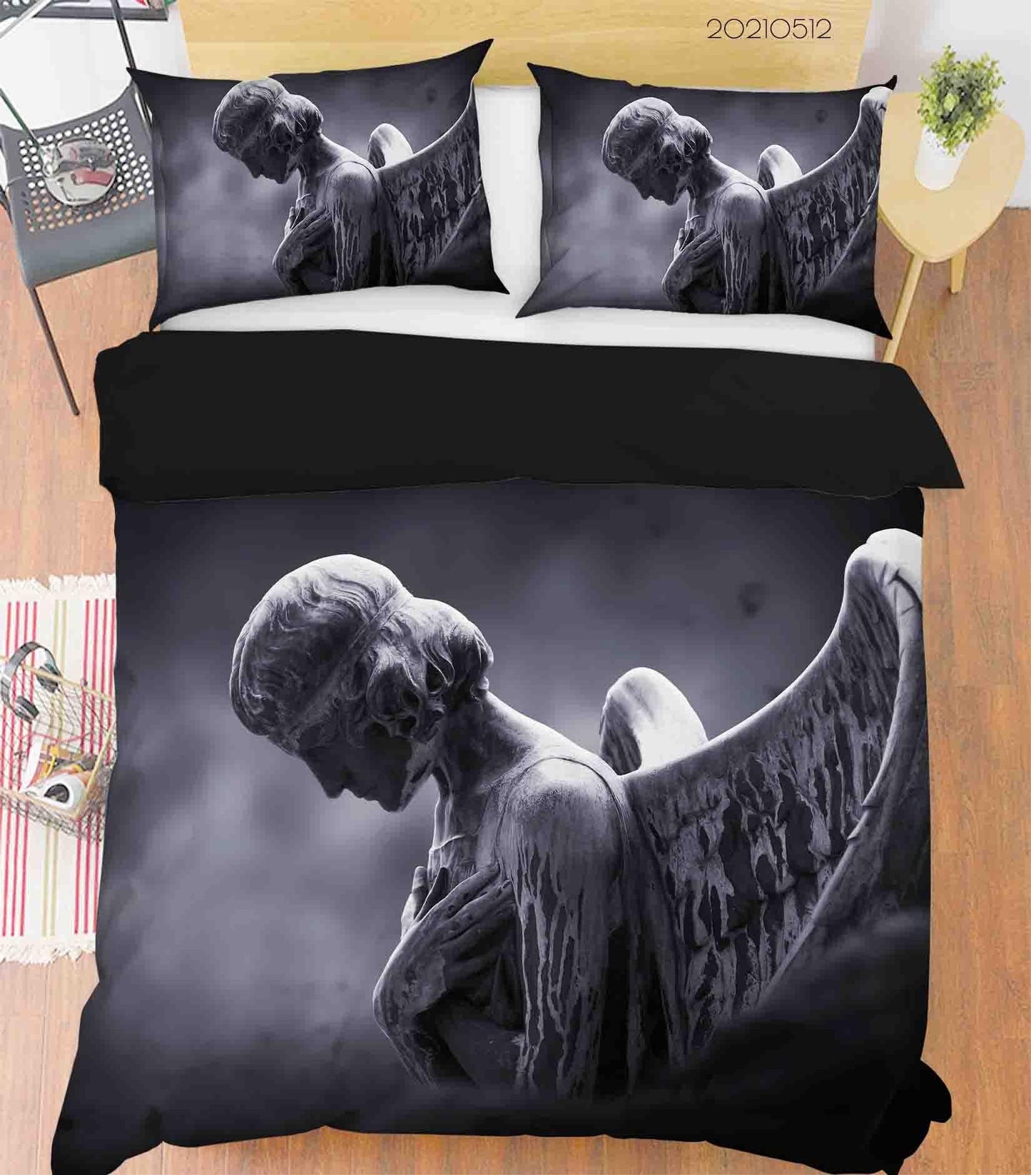 3D Art Angel Sculpture Quilt Cover Set Bedding Set Duvet Cover Pillowcases 206