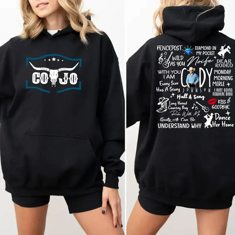 Ccojo 2 Sides Hoodie, Country Music Fans Hoodie, Concert Outfit, Merch For Fans, Unisex Long Sleeve Pullover Shirt