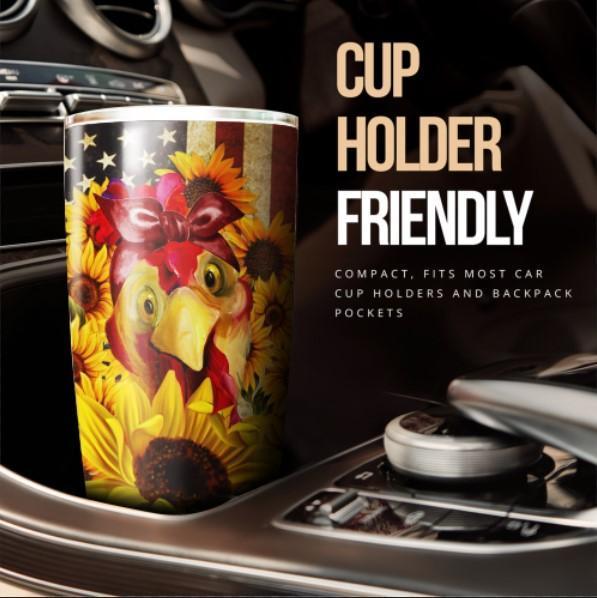 Chicken Sunflower Tumbler Stainless Steel Custom American Flag