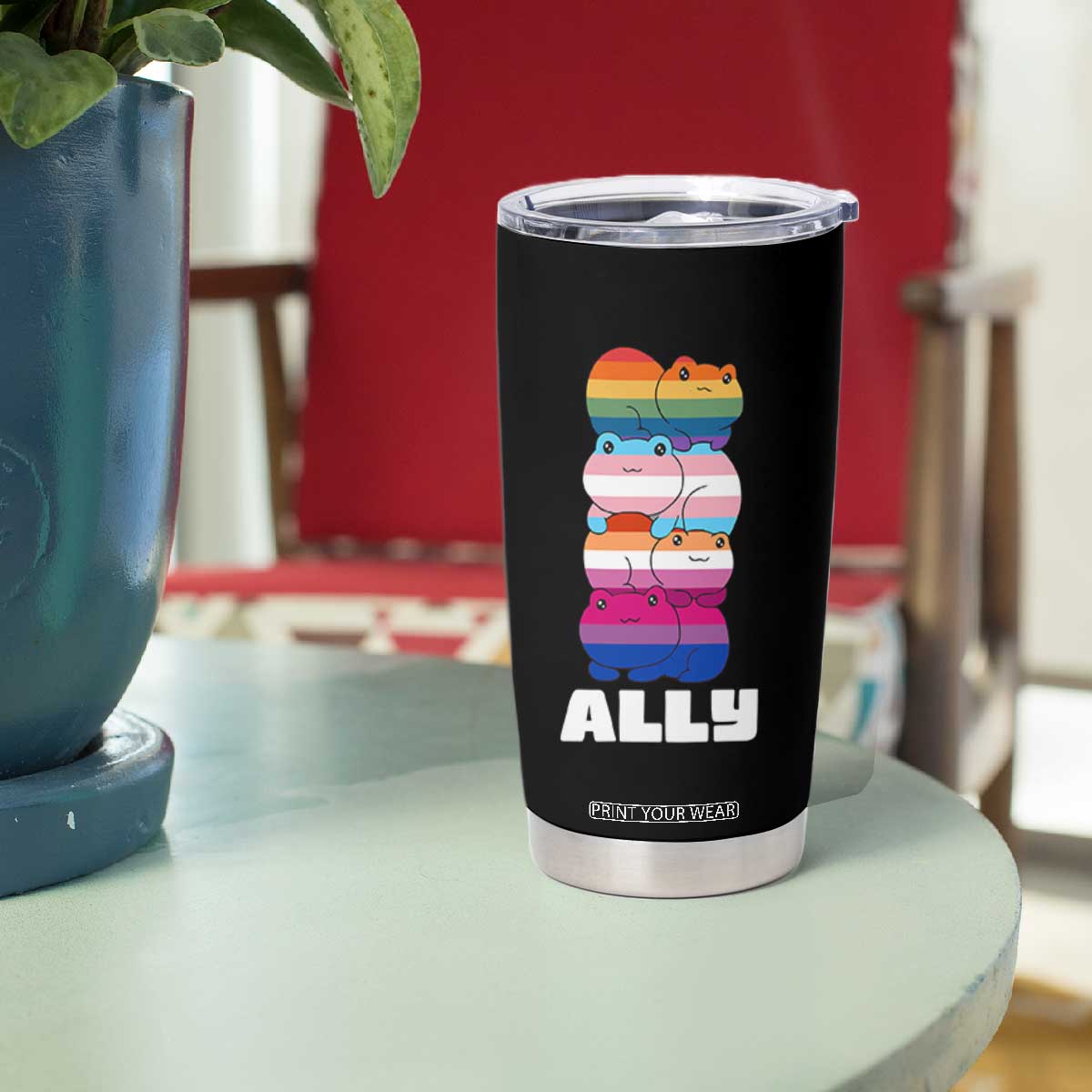 Colorful LGBTQ+ Ally Frogs Stack Tumbler Cup Kawaii Gay Pride Support TS02