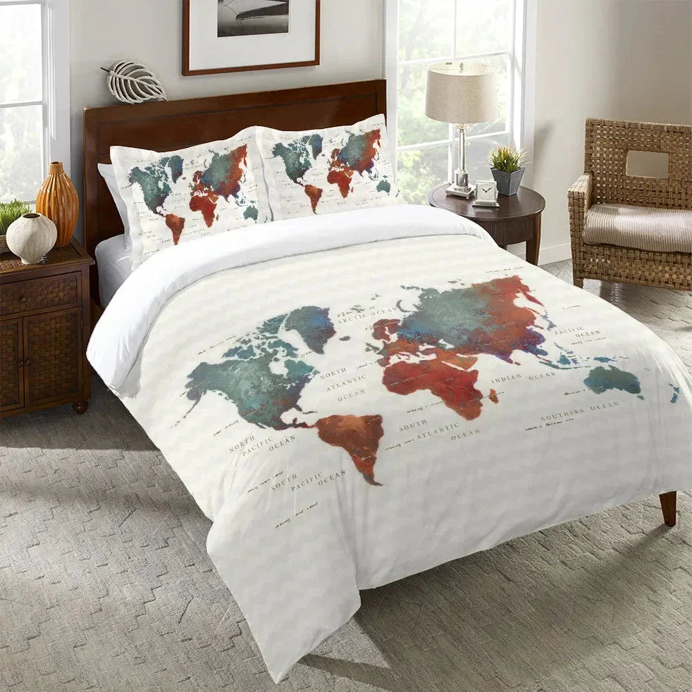 Colorful World Duvet Cover Bedding Set | Personalized 3-pc Duvet Cover With Pillowcases