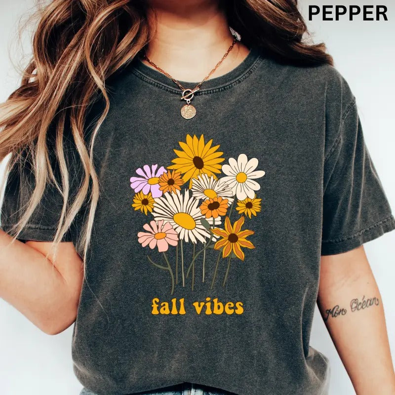 Comfort Colors Shirt, Fall Vibes #3 Shirt, Comfort Colors Fall Shirt, Halloween Graphic Shirt,Casual Shirt Unisex, Halloween Clothing, Graphic Halloween Apparel, Casual Cotton T-shirt, Unisex Halloween