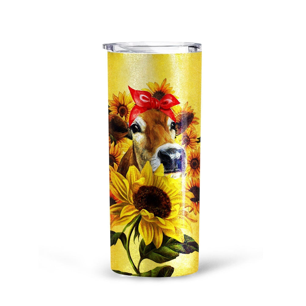 Cow Sunflower Custom Tall Glitter Tumbler