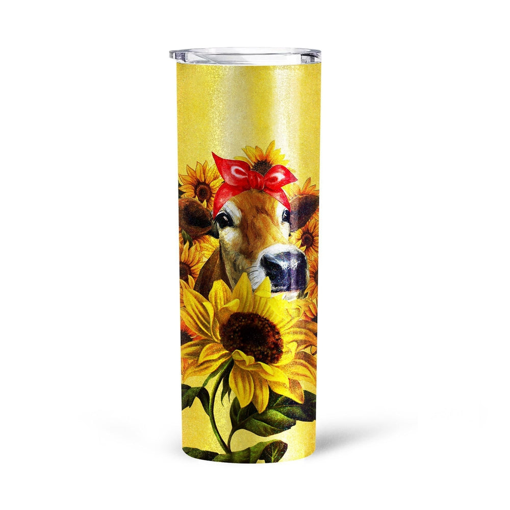 Cow Sunflower Custom Tall Glitter Tumbler