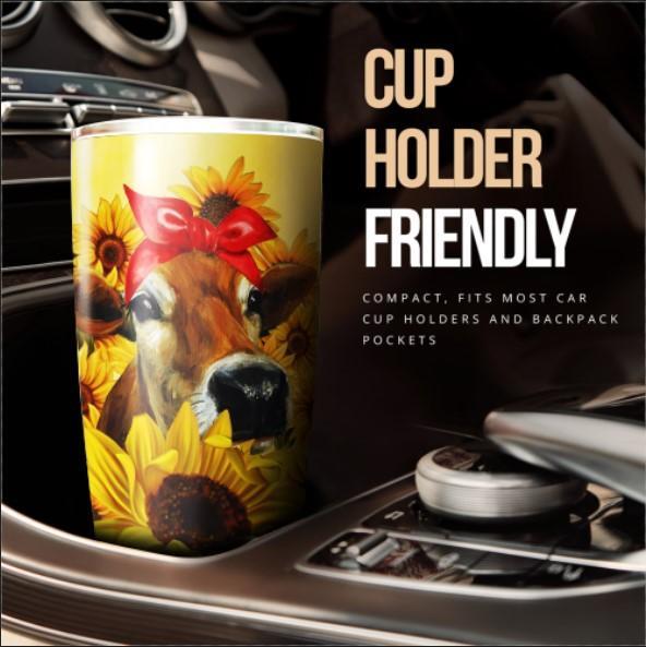 Cow Sunflower Custom Tumbler Stainless Steel