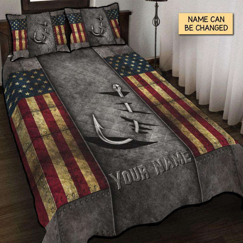 Crack Fishing Flag Quilt Bedding Set Custom Name