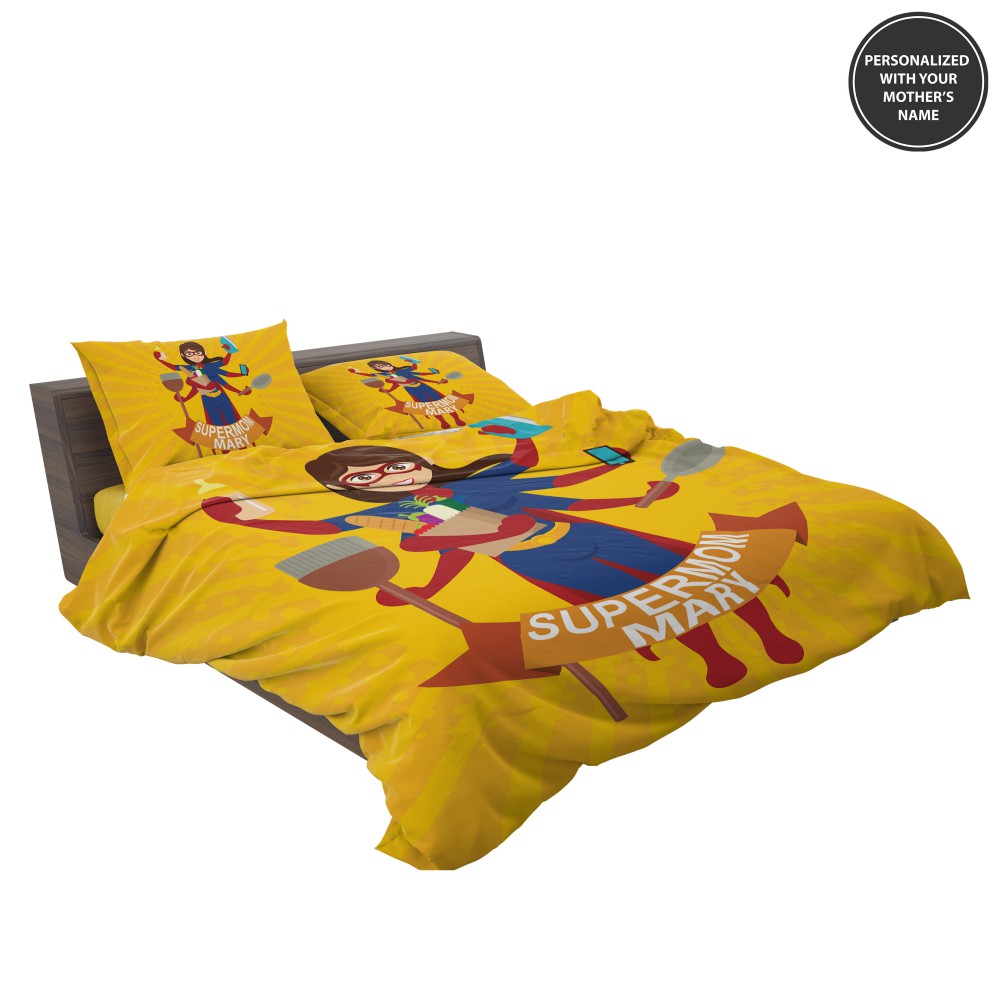 Custom Print Super Mom Personalized Bedding Set