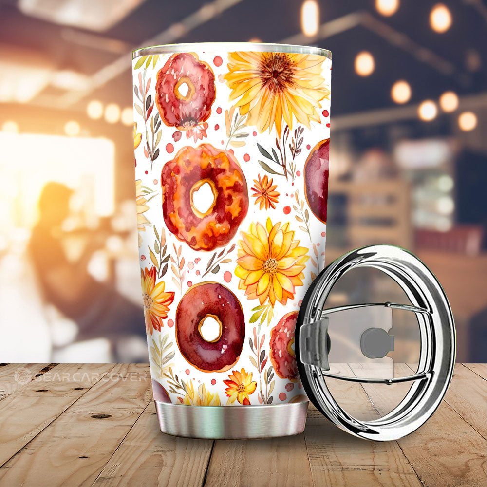 Flower Donuts Tumbler Cup Custom Girly Pattern Car Accessories