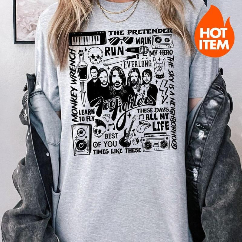 Foo Fighters Shirt - Rock Music Shirt for Her - Graphic Tees - Foo Fighters Concert Shirt - Original Foo Fighters Tour Merch - Unique Birthday Gift - FOF10003 Sweatshirt, Hoodie, Comfort Colors