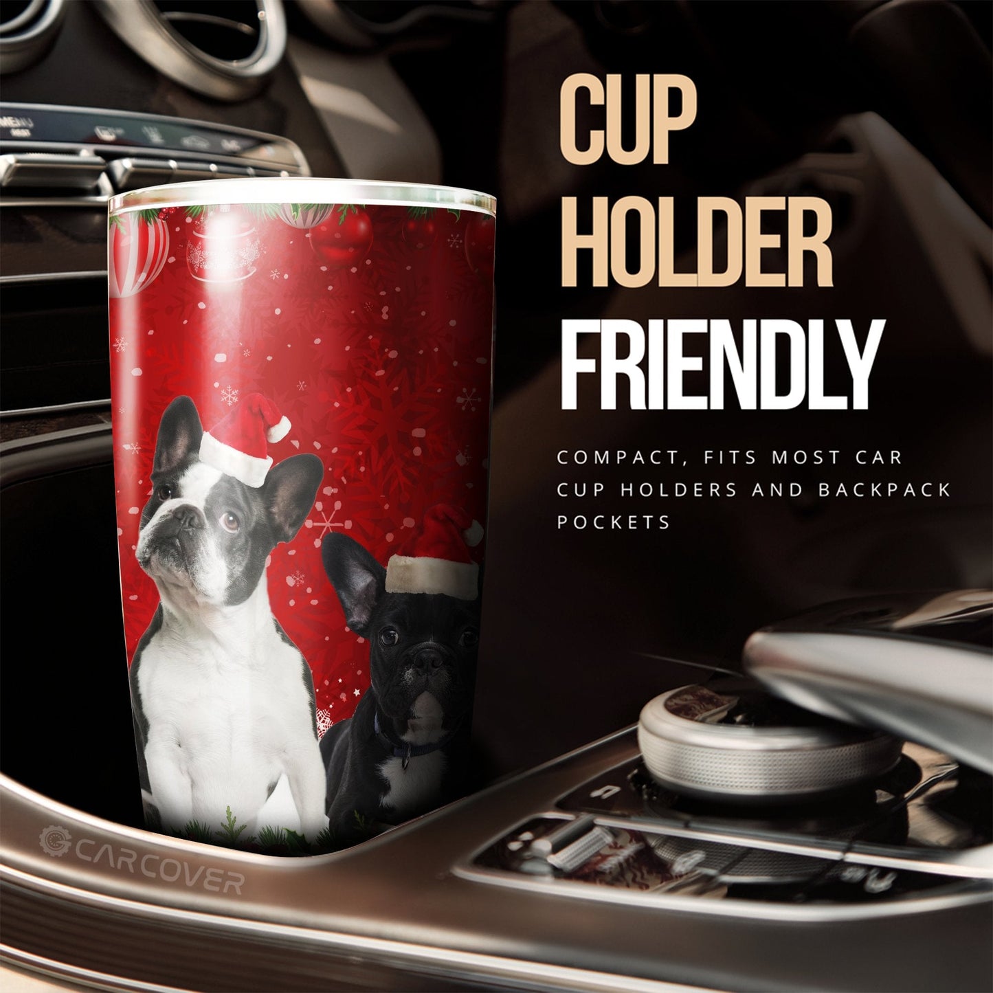 French Bulldogs Christmas Dog Tumbler Cup Custom Car Interior Accessories