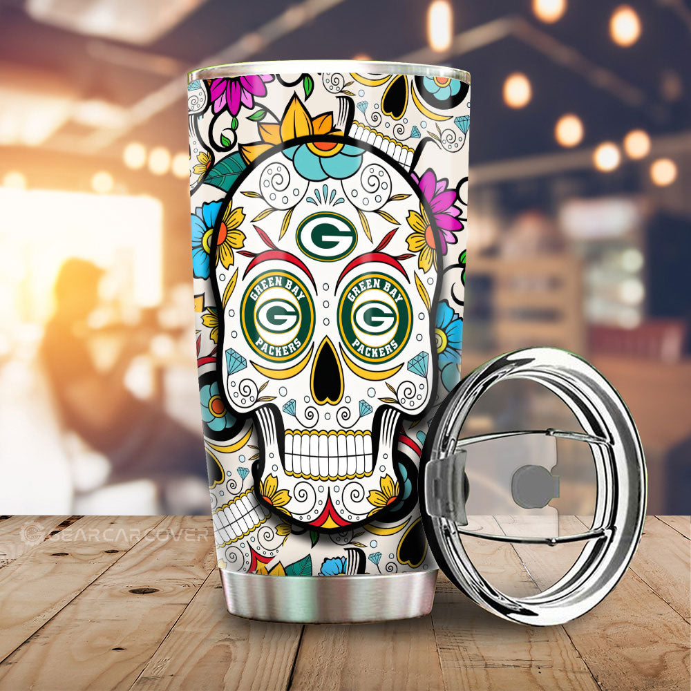 Green Bay Packers Tumbler Cup Custom Sugar Skull Car Accessories