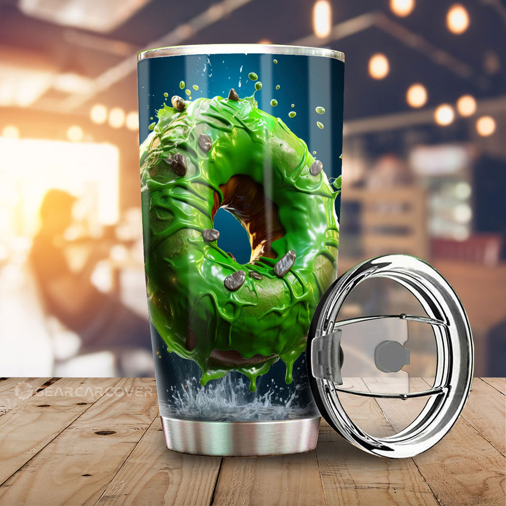 Green Donuts Tumbler Cup Custom Girly Pattern Car Accessories